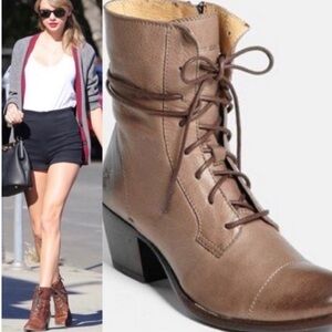 Frye Courtney lace up leather boots with heel